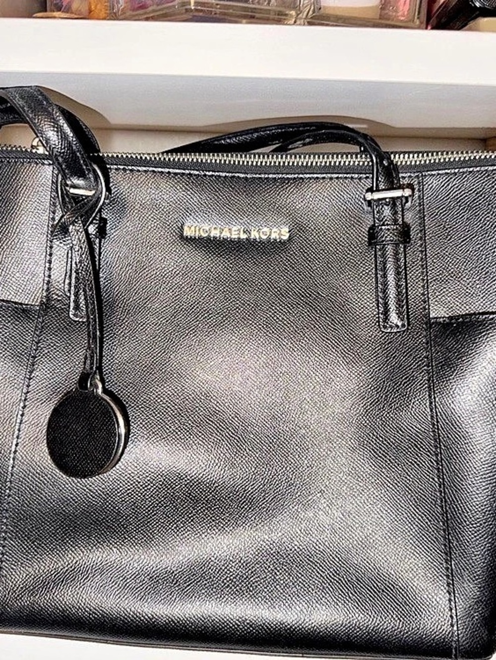 Michael Kors Jet Set Travel Large Saffiano Leather Pocket Tote Black